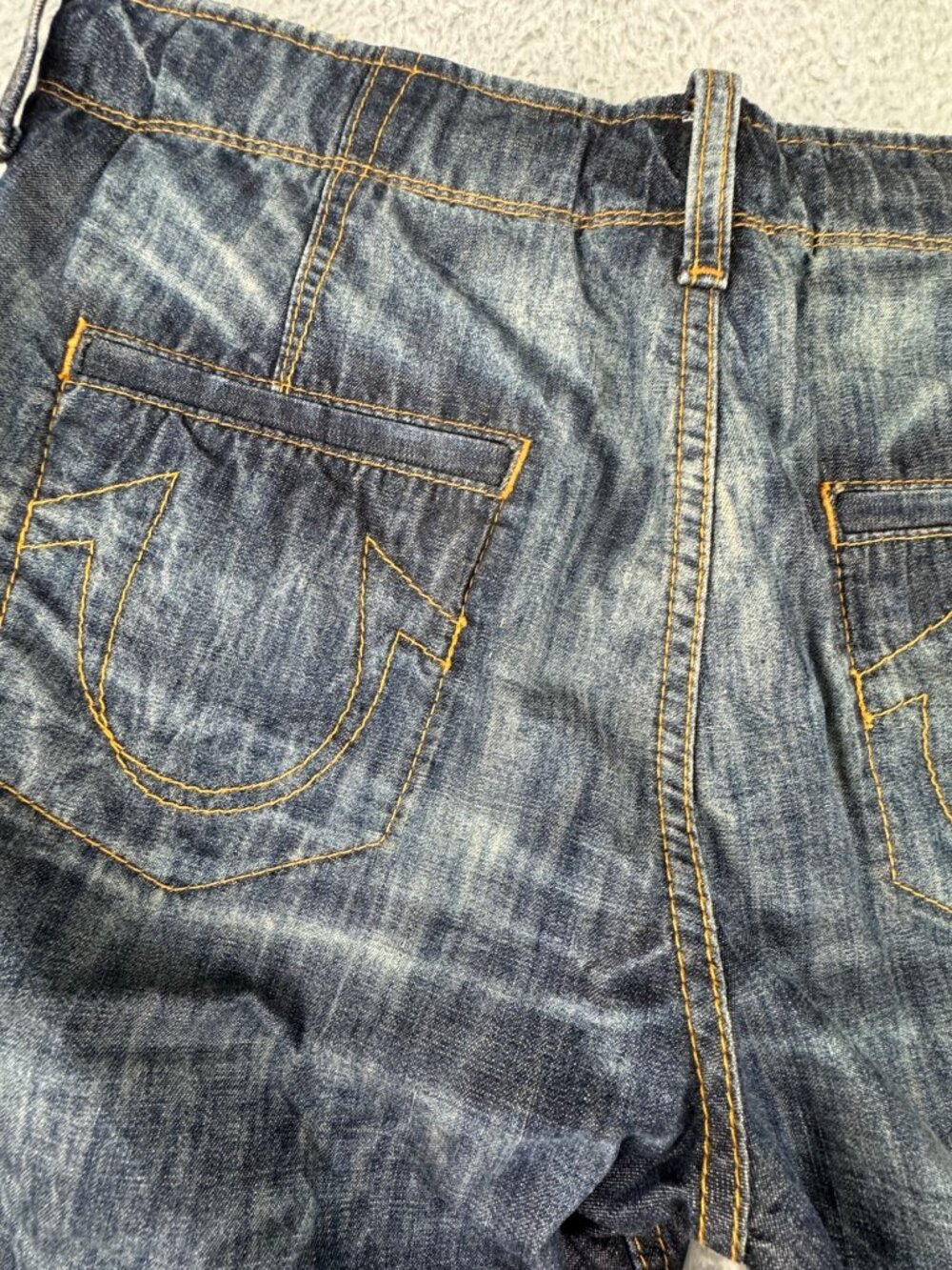 Denim Shorts True Religion 32 Austin Distressed Button Fly Bermuda Retro Y2K - Picture 12 of 14